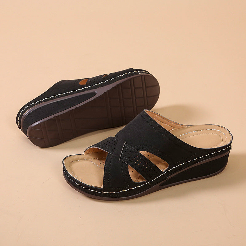 Damen Wedge-Pantoletten mit ergonomischer Sohle und modischem Schnitt Stalluxe