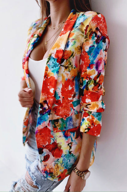 Damen Blumenmuster Blazer Stalluxe