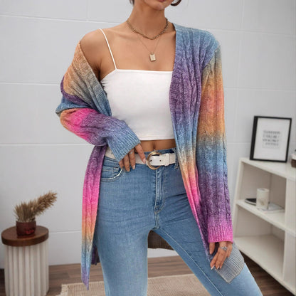 Damen Strickcardigan mit buntem Farbverlauf und lässigem Schnitt Stalluxe