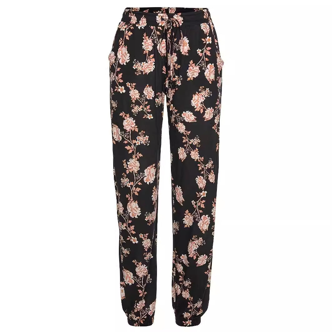 Damen Freizeithose mit floralem Muster und elastischem Bund Stalluxe