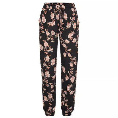 Damen Freizeithose mit floralem Muster und elastischem Bund Stalluxe