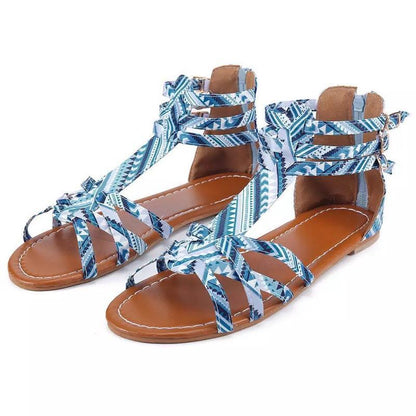 Damen Grafisch gemusterte Riemchensandalen mit verstellbarem Knöchelriemchen Stalluxe