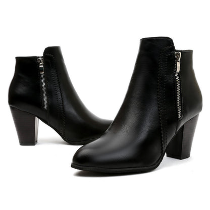 Damen elegante Stiefeletten mit modischem Reißverschluss und komfortablem Blockabsatz Stalluxe