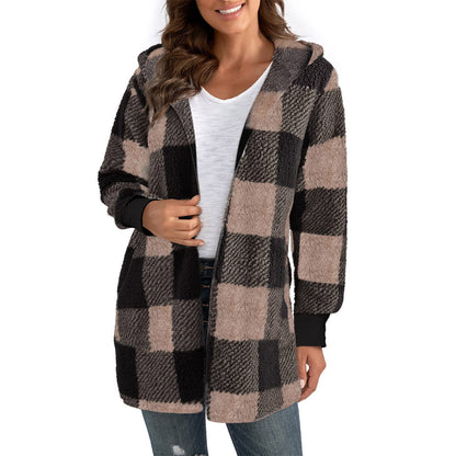 Damen Kuschelige Oversized Jacke mit Kapuze Stalluxe