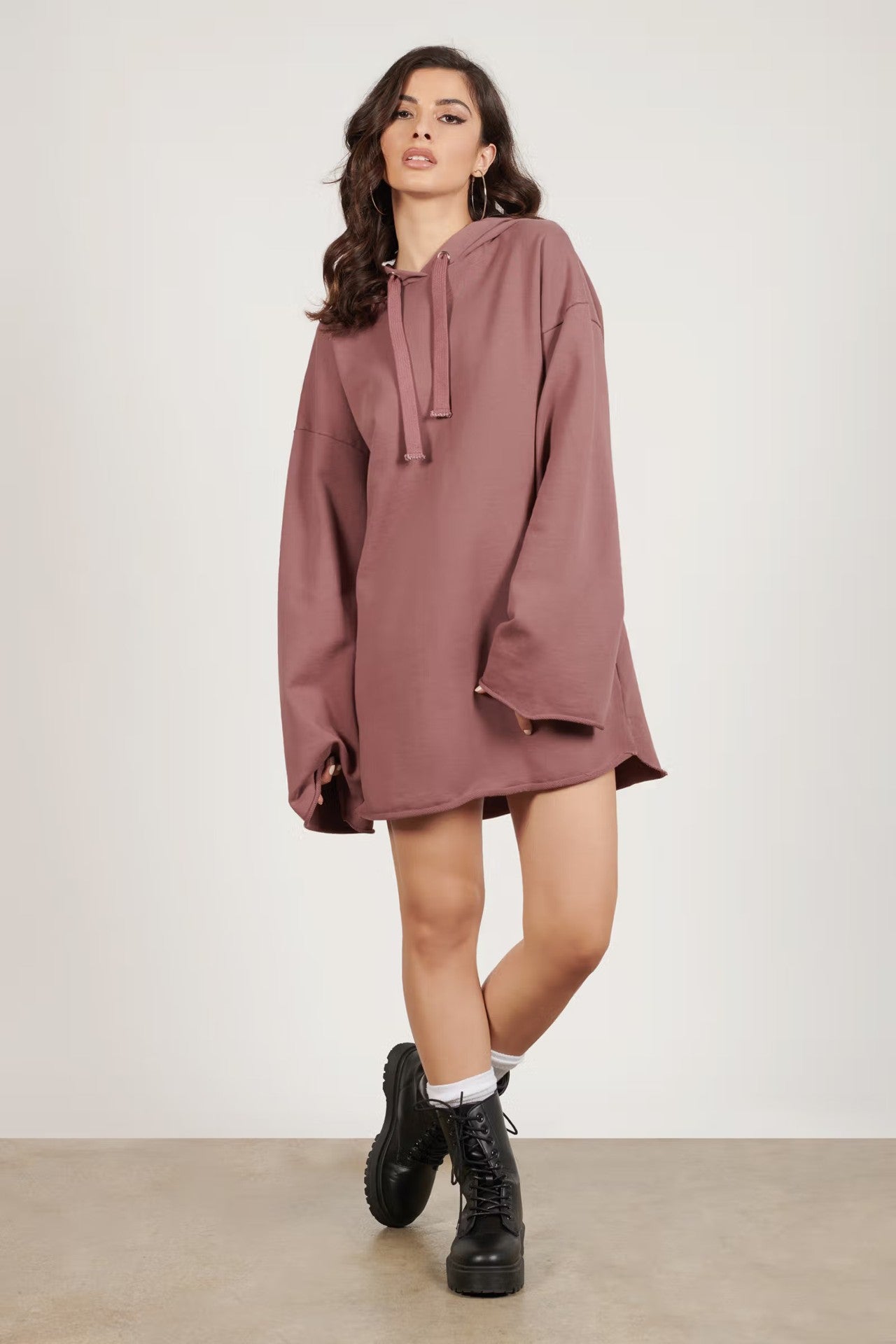 Damen lässiges Oversized Hoodie-Kleid mit Kapuze und langen Ärmeln Stalluxe