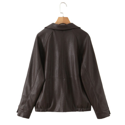 Damen modische Kunstlederjacke mit doppelter Knopfleiste und elegantem Schnitt Stalluxe