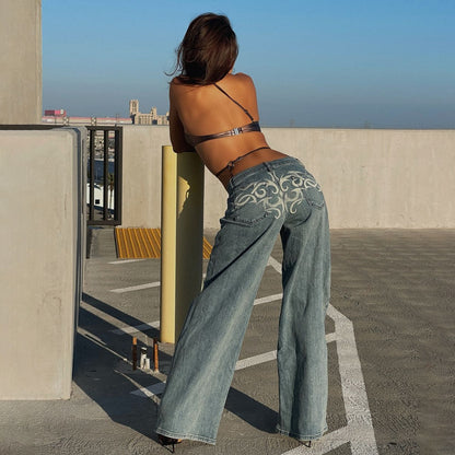 Damen Weit geschnittene Jeans mit einzigartigen Verzierungselementen Stalluxe