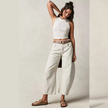 Damen Weite Jeans mit lässigem Schnitt und modischen Akzenten Stalluxe