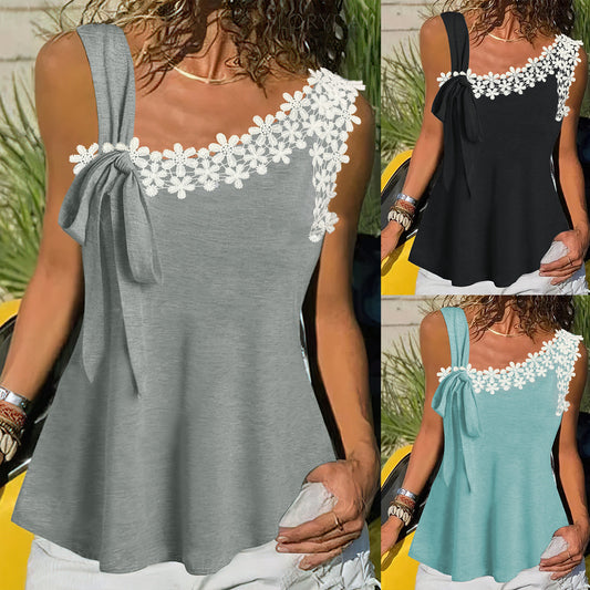 Damen Sommerliche Bluse mit verspieltem Spitze-Overlay Stalluxe