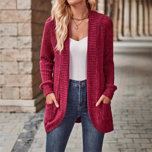 Damen lässige Strickjacke mit Taschen und strukturiertem Design Stalluxe
