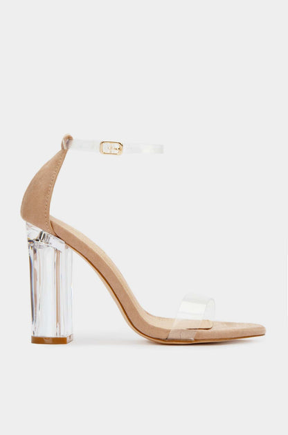 Damen elegante High Heel Sandalen mit transparentem Blockabsatz Stalluxe