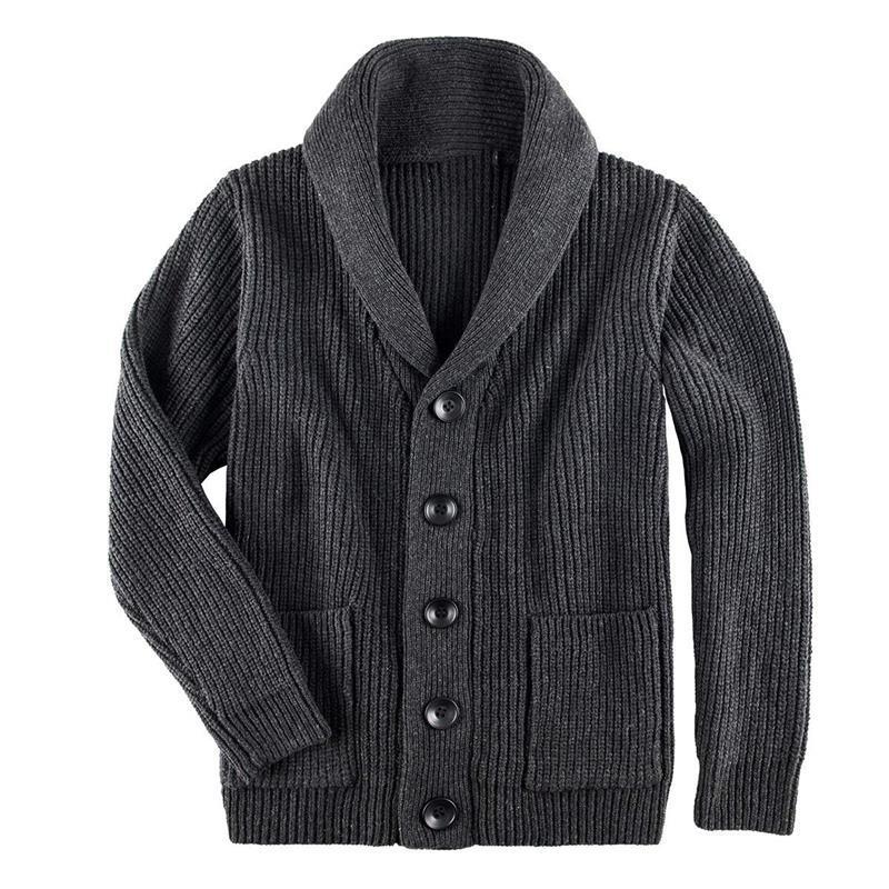 Damen Grobstrick Pulloverjacke mit elegantem Schalkragen und knöpfen Stalluxe