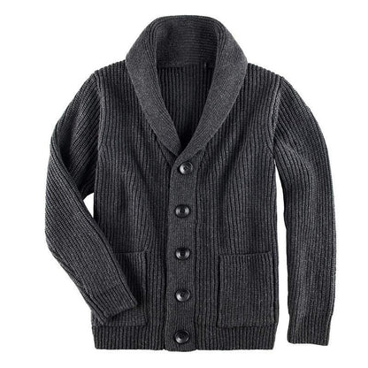 Damen Grobstrick Pulloverjacke mit elegantem Schalkragen und knöpfen Stalluxe