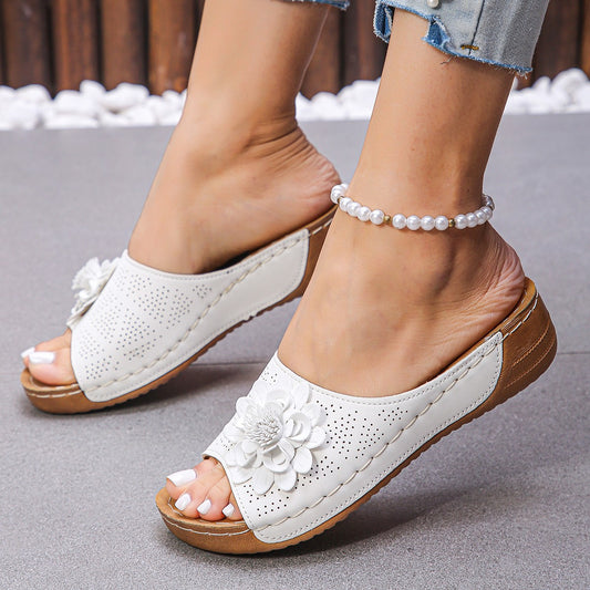 Damen bequeme und elegante Riemchen-Pantoletten mit floralem Design Stalluxe