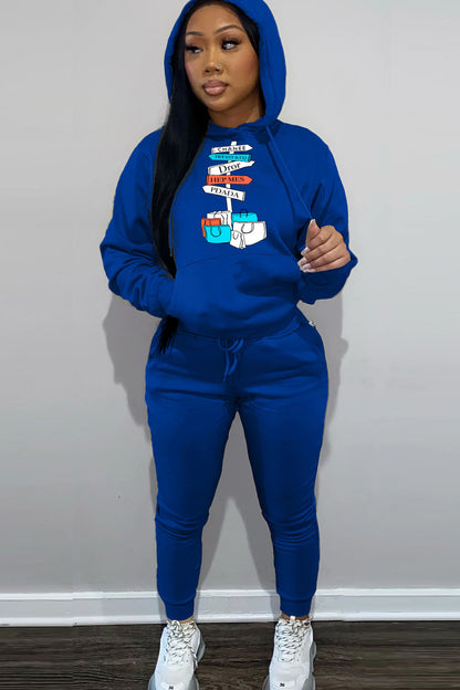 Damen Freizeit Hoodie und Jogginghose Set mit verspieltem Grafikdesign Stalluxe