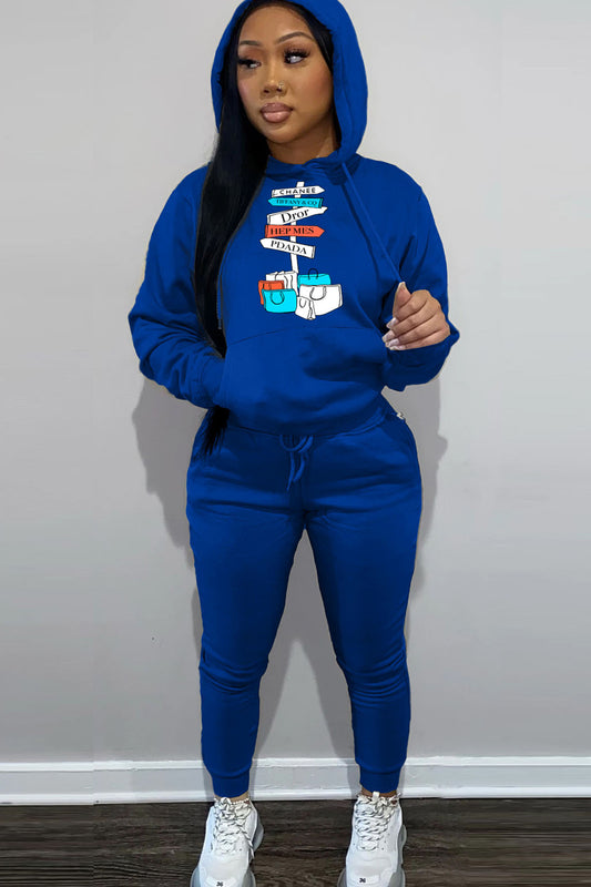 Damen Freizeit Hoodie und Jogginghose Set mit verspieltem Grafikdesign Stalluxe
