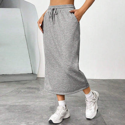 Damen Jersey Midirock mit elastischem Bund und Eingrifftaschen Stalluxe
