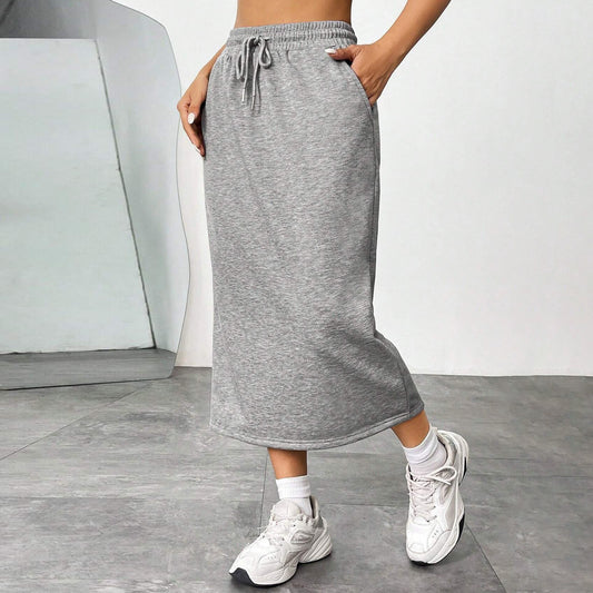 Damen Jersey Midirock mit elastischem Bund und Eingrifftaschen Stalluxe