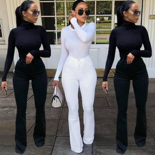 Damen figurbetonendes Oberteil mit hohen Kragen Stalluxe