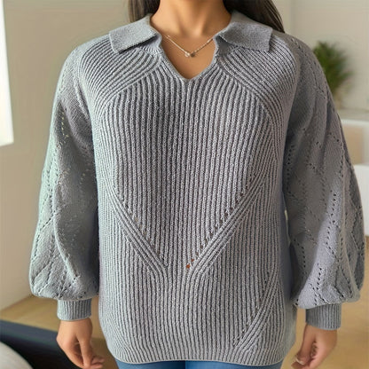 Damen Strickpullover mit eleganter Stickerei und auffälligem V-Ausschnitt Stalluxe