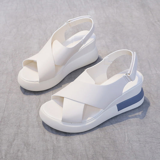 Damen Riemchen-Sandaletten mit hochwertigem Leder und bequemer Wedge-Sohle Stalluxe