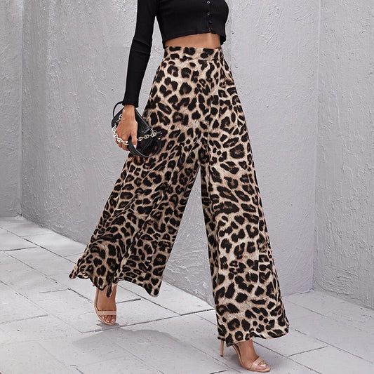 Damen Weitbeinige Hose im trendigen Leopardenmuster Stalluxe