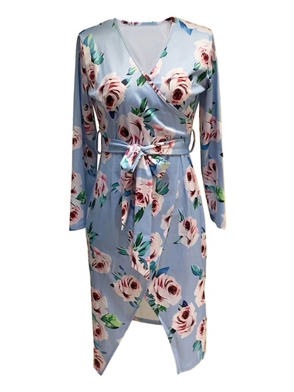 Damen Wickelkleid mit Blumendesign und seitlichem Schlitz Stalluxe