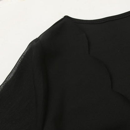 Damen Elegantes Minikleid mit durchscheinenden Ärmeln und Rüschendetails Stalluxe