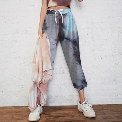 Damen Freizeithose mit buntem Batikdesign und elastischem Bund Stalluxe