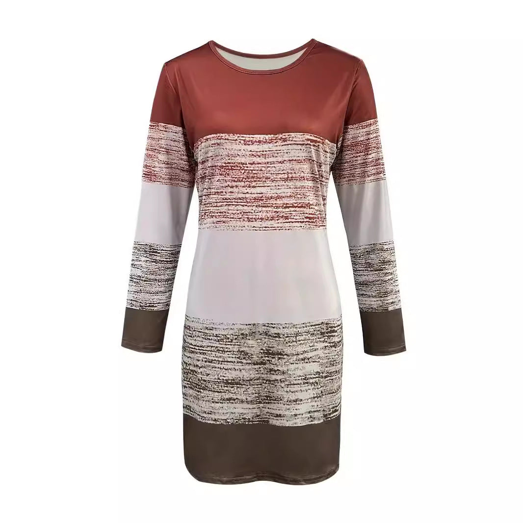 Damen Freizeitkleid mit grafischem Streifenmuster und lässigem Schnitt Stalluxe