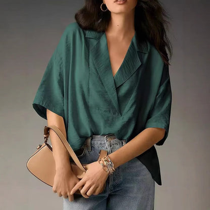Damen Oversized Bluse mit modernem Kragen Stalluxe