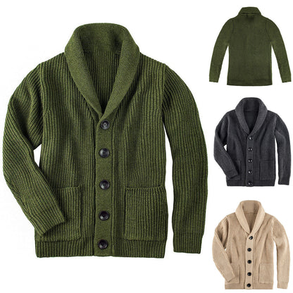 Damen Grobstrick Pulloverjacke mit elegantem Schalkragen und knöpfen Stalluxe