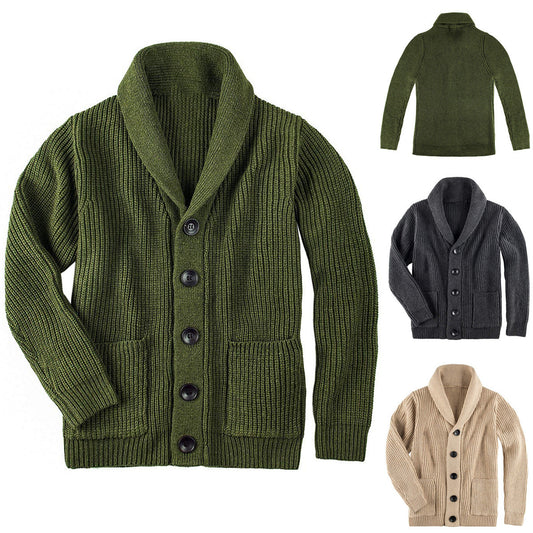 Damen Grobstrick Pulloverjacke mit elegantem Schalkragen und knöpfen Stalluxe