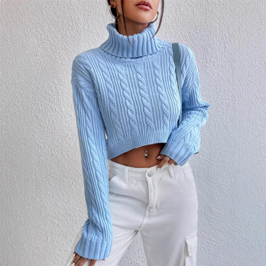Damen Grobstrick Pullover mit hohem Kragen Stalluxe