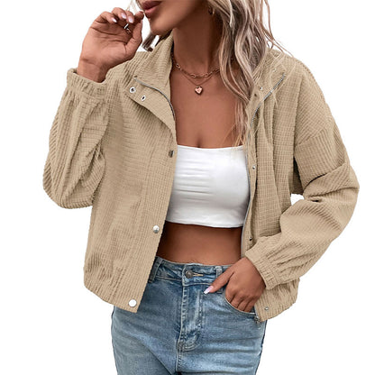 Damen Sweatjacke mit Stehkragen und strukturierter Oberfläche Stalluxe