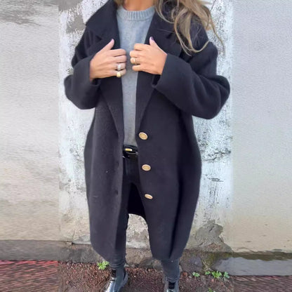 Women's Stylish Long Woolen Coat Stalluxe