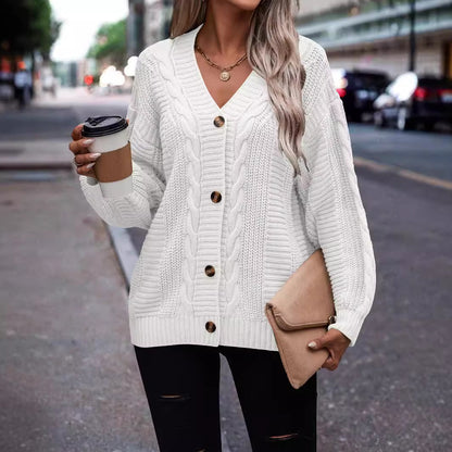 Damen modischer Strickcardigan mit Zopfmuster und Knopfdetail Stalluxe