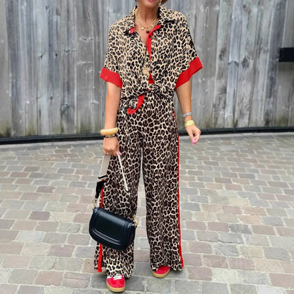 Damen modischer Zweiteiler mit Leopardenmuster Stalluxe