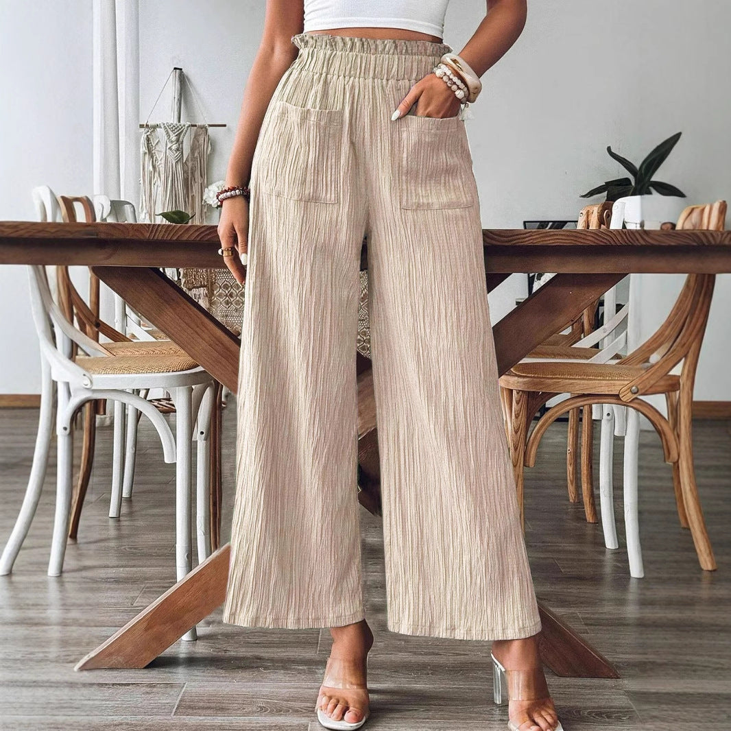 Damen Weitbeinige Hose mit elastischem Bund und praktischen Taschen Stalluxe