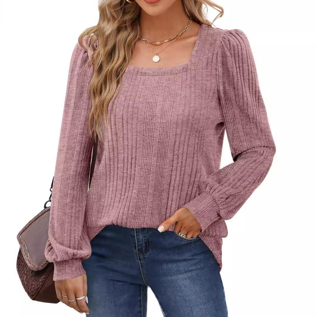 Women's Ribbed Puff Sleeve Sweater Stalluxe