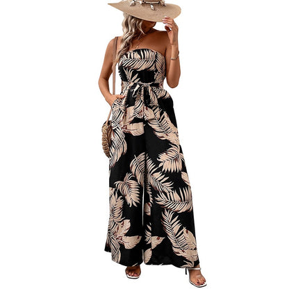 Damen Maxi-Jumpsuit mit strukturiertem Bandeau-Oberteil und lässigem Schnitt Stalluxe