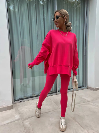 Damen Oversized Sweatshirt mit hoch geschnittenen Leggings Stalluxe