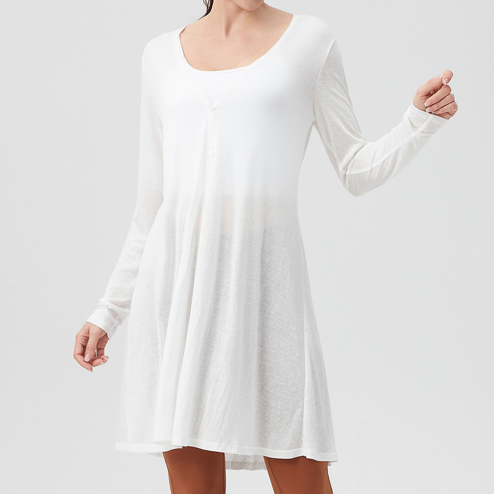 Damen Langer Cardigan mit knöpfbarem Verschluss und leicht transparenter Struktur Stalluxe