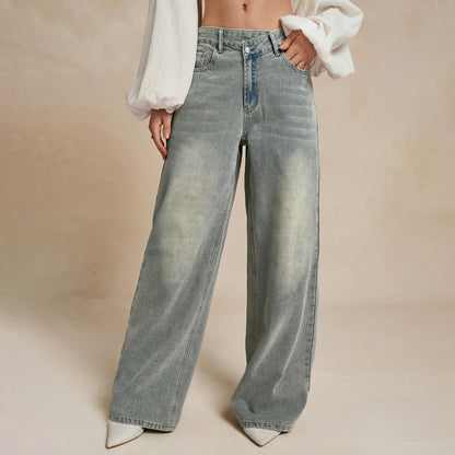 Damen Weite Jeans im Vintage-Stil mit hohem Bund Stalluxe