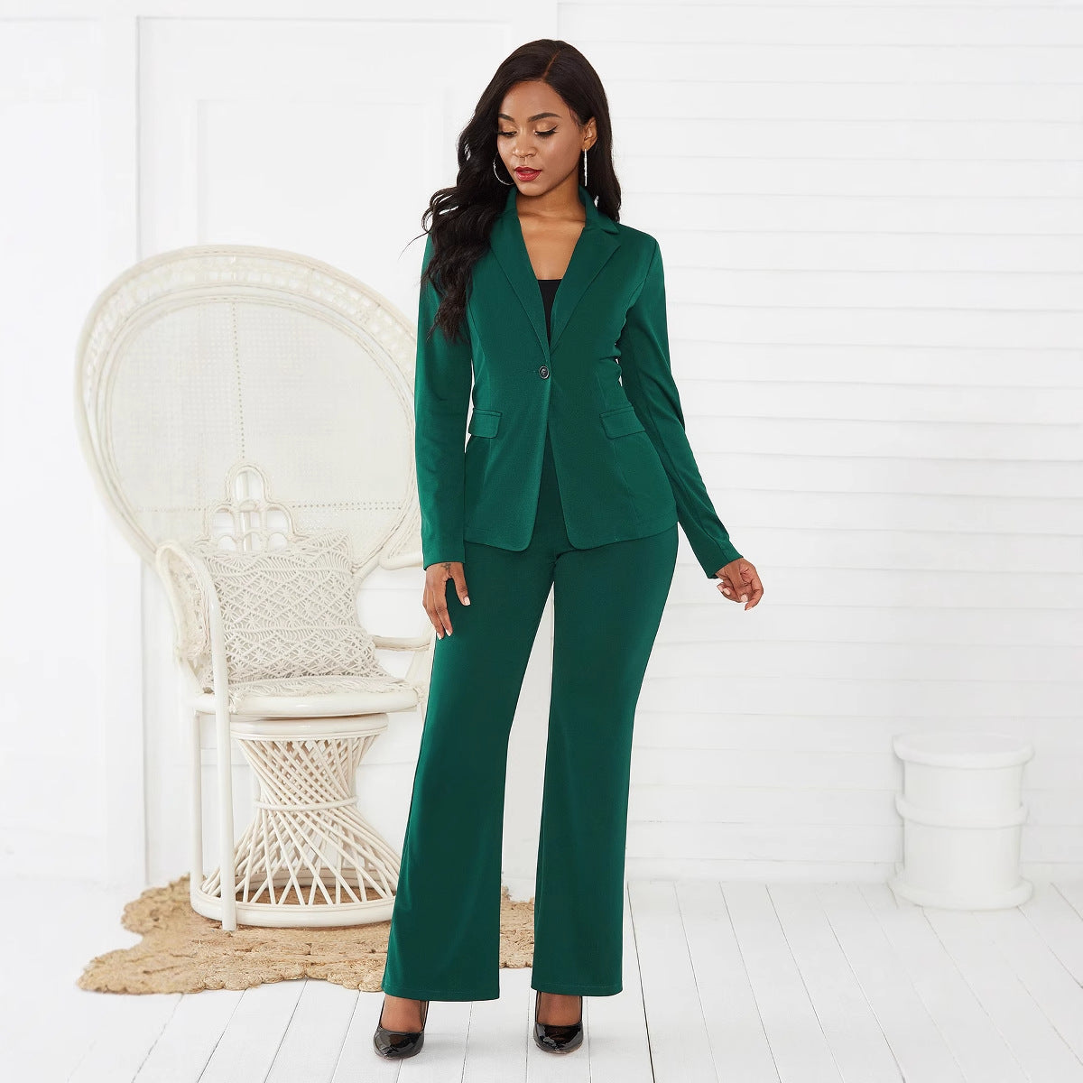 Damen elegantes Blazer-Set mit taillierter Passform und schmalen Hosen Stalluxe