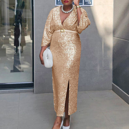 Damen Maxikleid mit Pailletten Stalluxe