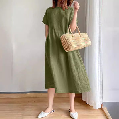 Damen Leichtes und vielseitiges Sommerkleid mit Taschen Stalluxe