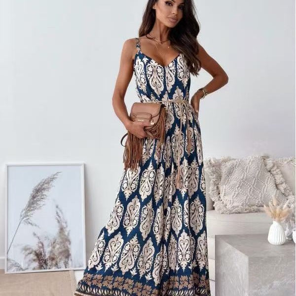 Damen Jumpsuit mit weitem Bein und verspieltem Musterdruck Stalluxe