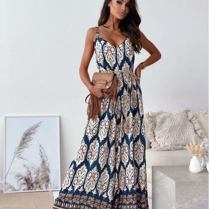 Damen Jumpsuit mit weitem Bein und verspieltem Musterdruck Stalluxe