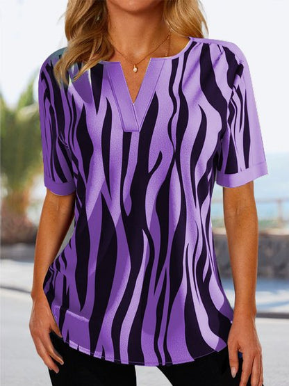 Damen modisches Kurzarmshirt mit modernem Zebrastreifen-Design Stalluxe